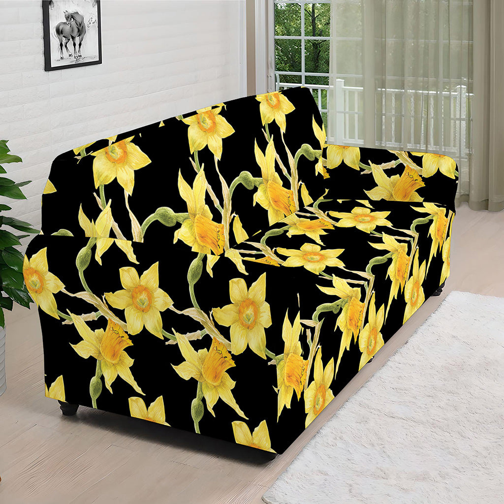 Watercolor Daffodil Flower Pattern Print Sofa Cover