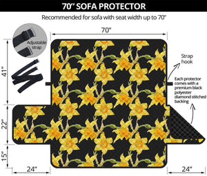 Watercolor Daffodil Flower Pattern Print Sofa Protector