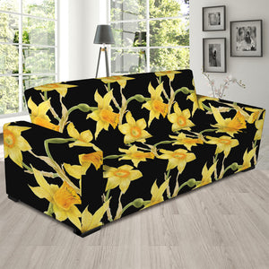 Watercolor Daffodil Flower Pattern Print Sofa Slipcover