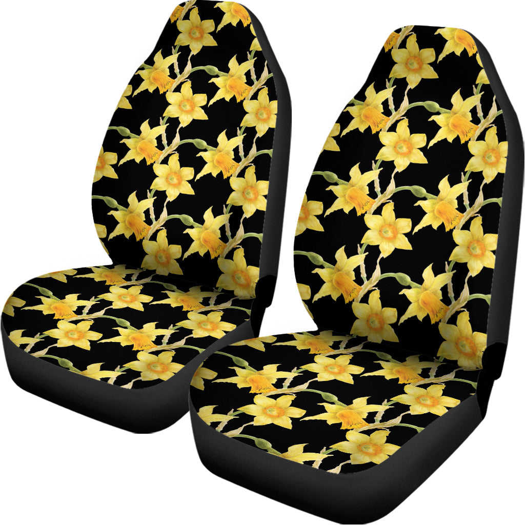 Watercolor Daffodil Flower Pattern Print Universal Fit Car Seat Covers