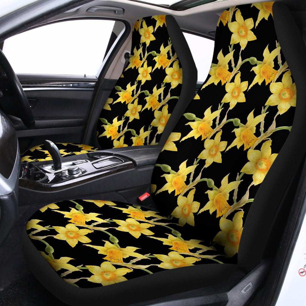 Watercolor Daffodil Flower Pattern Print Universal Fit Car Seat Covers