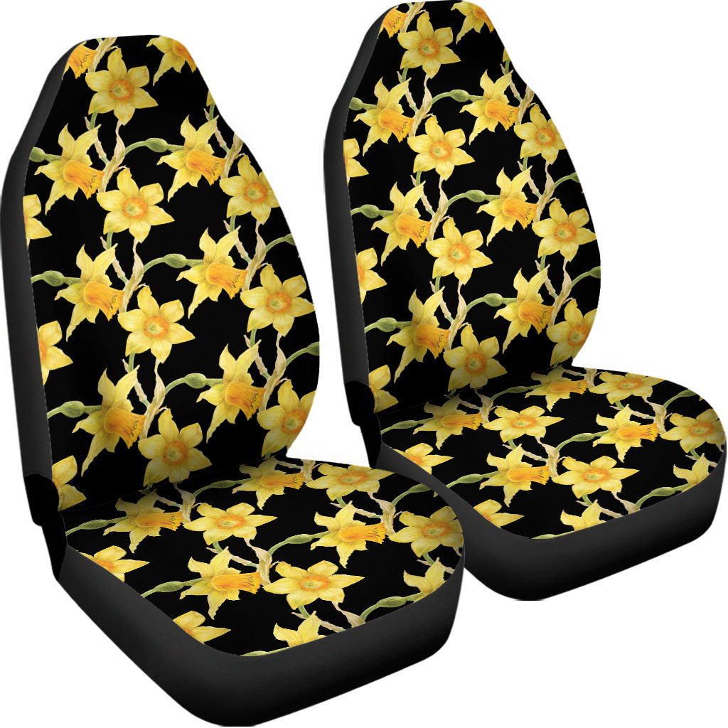 Watercolor Daffodil Flower Pattern Print Universal Fit Car Seat Covers