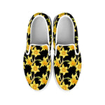 Watercolor Daffodil Flower Pattern Print White Slip On Shoes