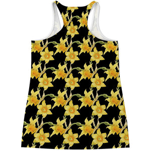 Watercolor Daffodil Flower Pattern Print Women's Racerback Tank Top