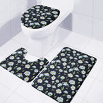 Watercolor Daisy Floral Pattern Print 3 Piece Bath Mat Set