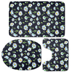 Watercolor Daisy Floral Pattern Print 3 Piece Bath Mat Set