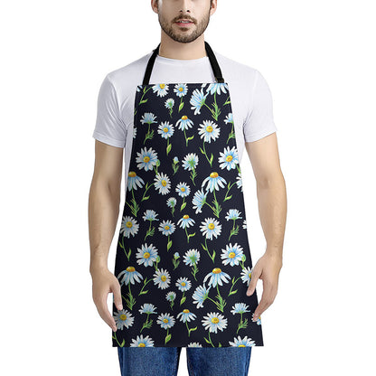 Watercolor Daisy Floral Pattern Print Apron