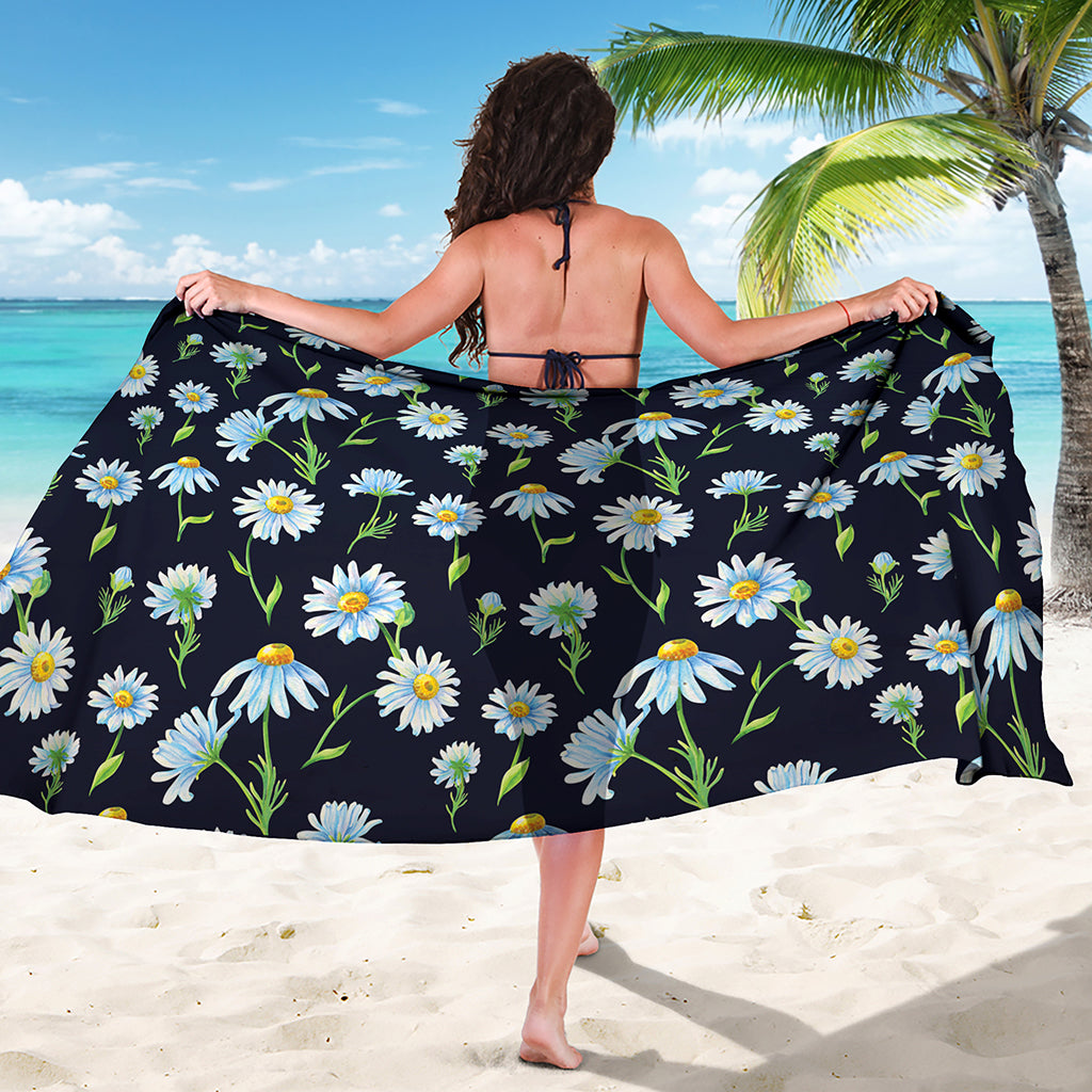Watercolor Daisy Floral Pattern Print Beach Sarong Wrap
