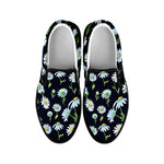 Watercolor Daisy Floral Pattern Print Black Slip On Shoes