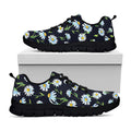 Watercolor Daisy Floral Pattern Print Black Running Shoes