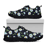 Watercolor Daisy Floral Pattern Print Black Sneakers