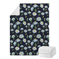 Watercolor Daisy Floral Pattern Print Blanket