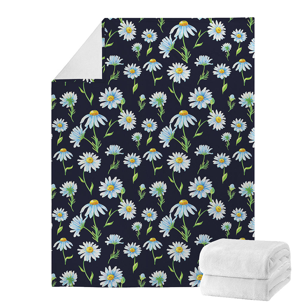Watercolor Daisy Floral Pattern Print Blanket