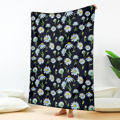 Watercolor Daisy Floral Pattern Print Blanket