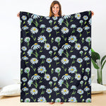 Watercolor Daisy Floral Pattern Print Blanket