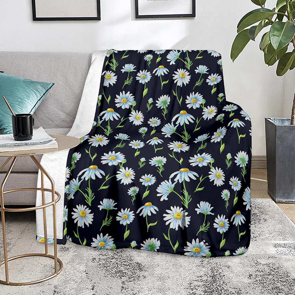 Watercolor Daisy Floral Pattern Print Blanket