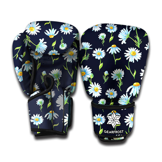 Watercolor Daisy Floral Pattern Print Boxing Gloves