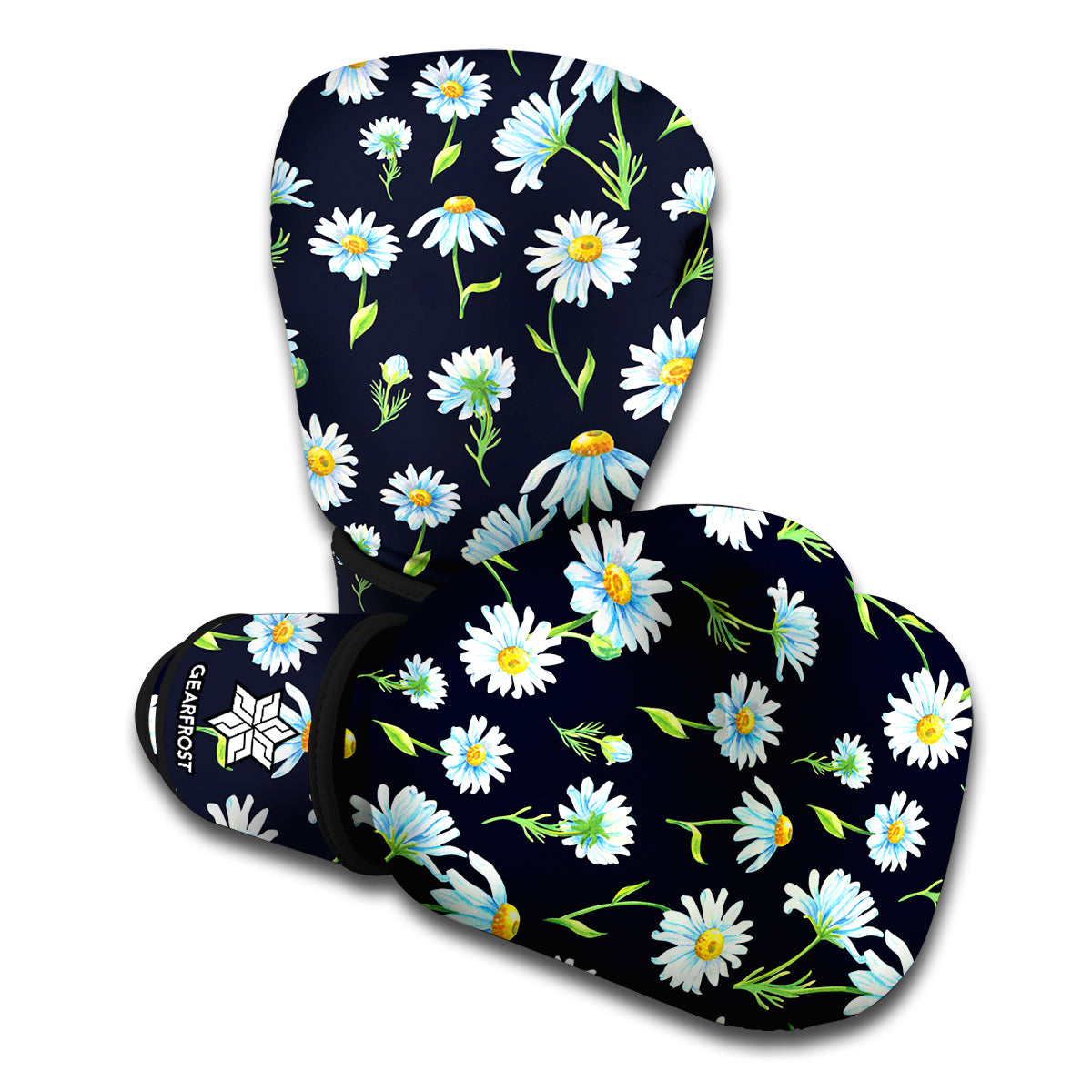 Watercolor Daisy Floral Pattern Print Boxing Gloves
