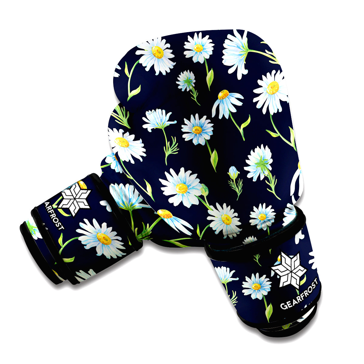 Watercolor Daisy Floral Pattern Print Boxing Gloves