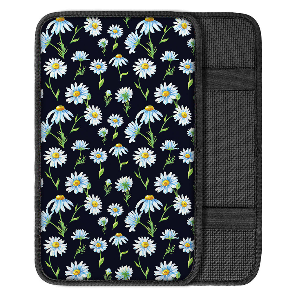 Watercolor Daisy Floral Pattern Print Car Center Console Cover