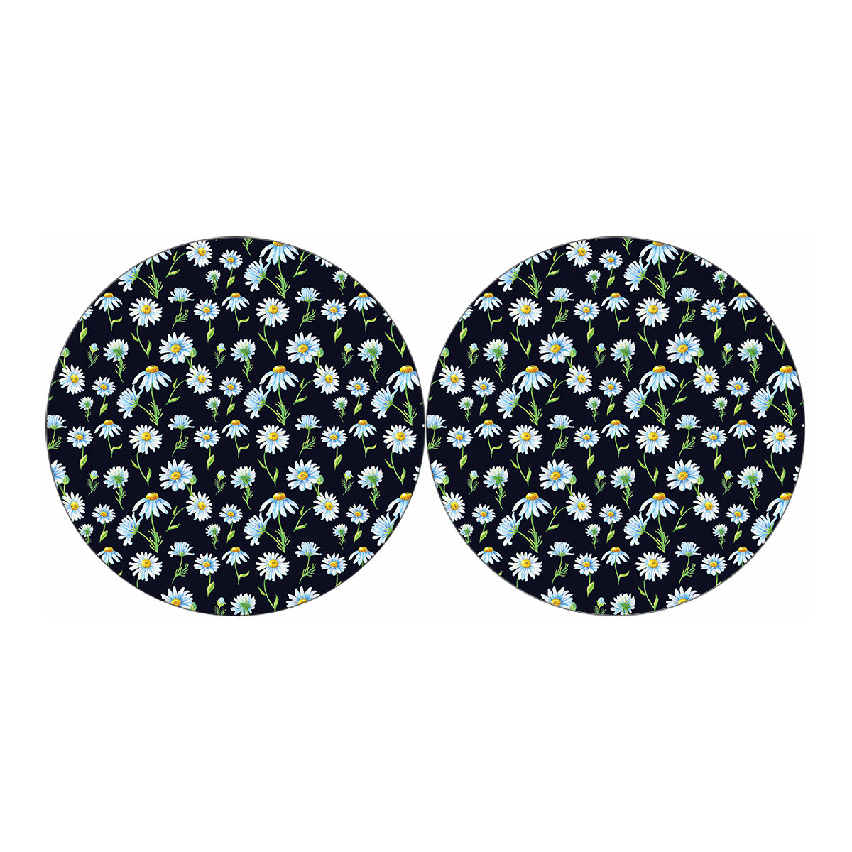 Watercolor Daisy Floral Pattern Print Car Coasters