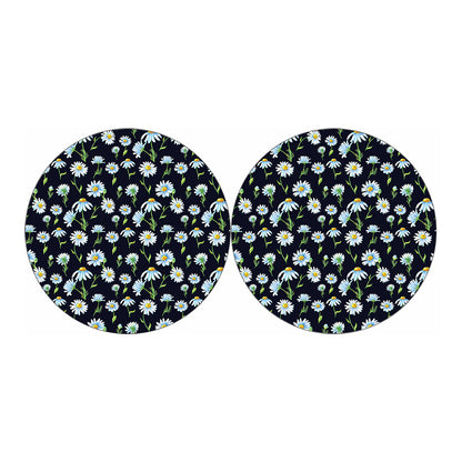 Watercolor Daisy Floral Pattern Print Car Coasters