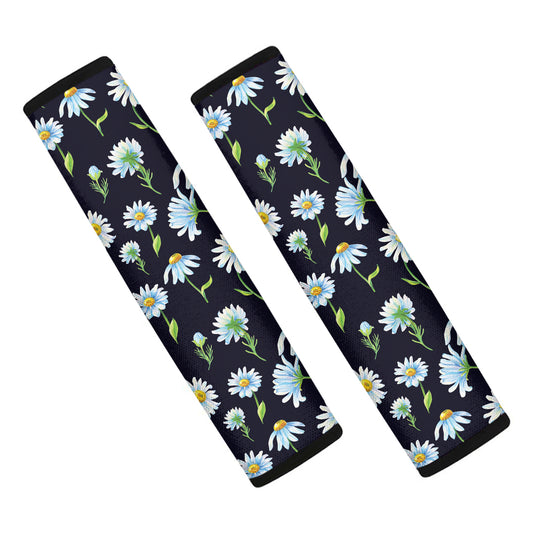 Watercolor Daisy Floral Pattern Print Car Seat Belt Covers
