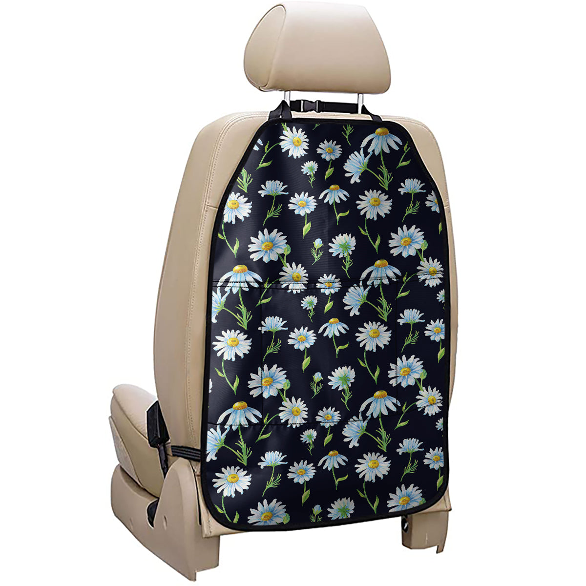 Watercolor Daisy Floral Pattern Print Car Seat Organizers