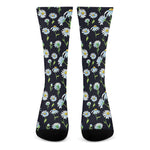 Watercolor Daisy Floral Pattern Print Crew Socks