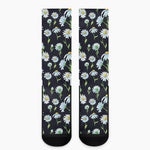 Watercolor Daisy Floral Pattern Print Crew Socks