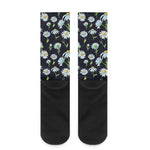 Watercolor Daisy Floral Pattern Print Crew Socks