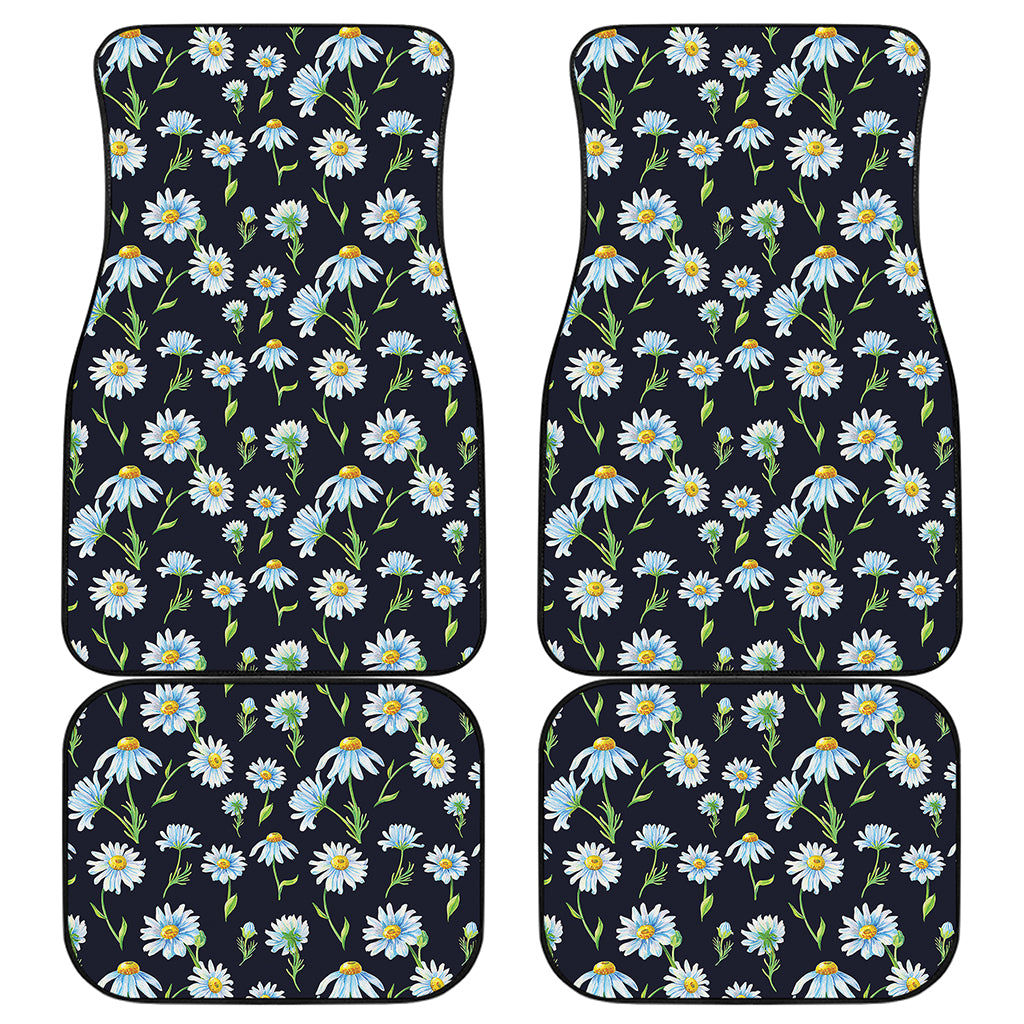Watercolor Daisy Floral Pattern Print Front and Back Car Floor Mats