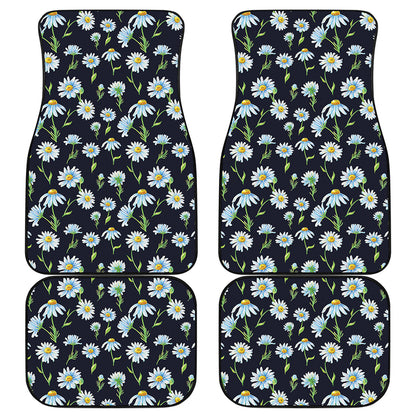 Watercolor Daisy Floral Pattern Print Front and Back Car Floor Mats