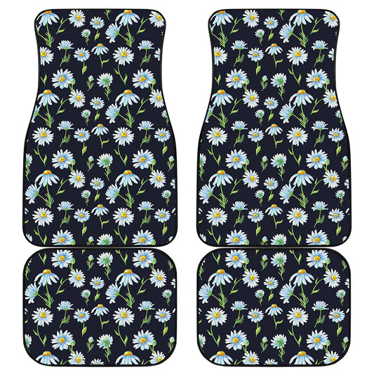 Watercolor Daisy Floral Pattern Print Front and Back Car Floor Mats