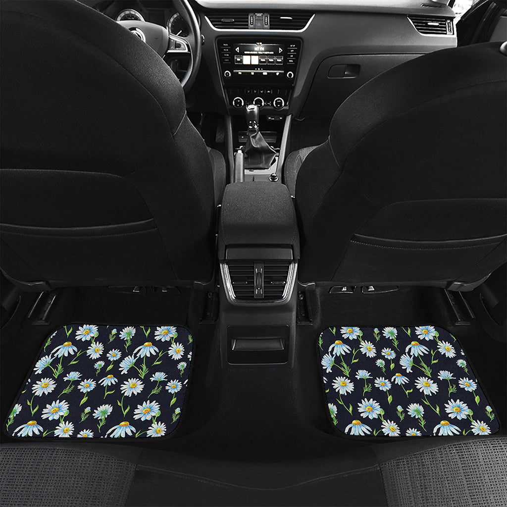 Watercolor Daisy Floral Pattern Print Front and Back Car Floor Mats