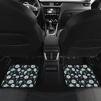 Watercolor Daisy Floral Pattern Print Front and Back Car Floor Mats