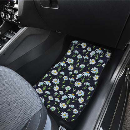 Watercolor Daisy Floral Pattern Print Front and Back Car Floor Mats