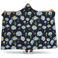 Watercolor Daisy Floral Pattern Print Hooded Blanket