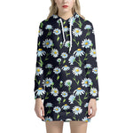 Watercolor Daisy Floral Pattern Print Hoodie Dress