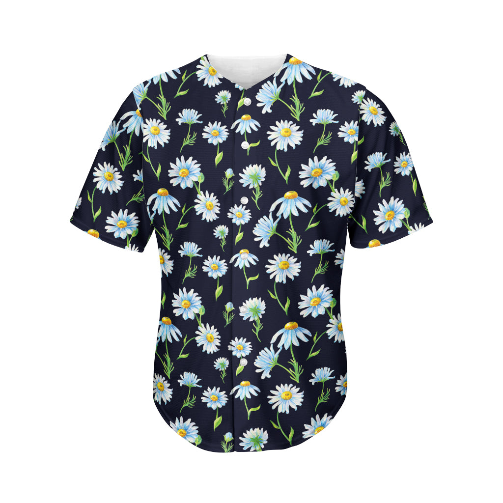Watercolor Daisy Floral Pattern Print Men's Baseball Jersey