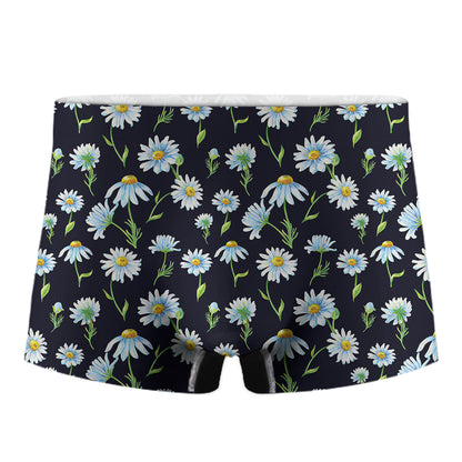 Watercolor Daisy Floral Pattern Print Men's Boxer Briefs