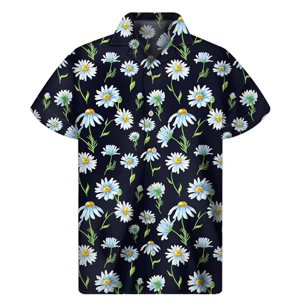 Watercolor Daisy Floral Pattern Print Men's Short Sleeve Shirt