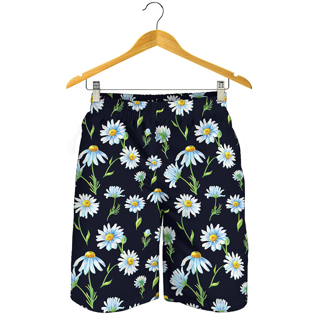 Watercolor Daisy Floral Pattern Print Men's Shorts