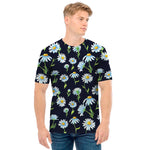 Watercolor Daisy Floral Pattern Print Men's T-Shirt
