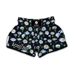Watercolor Daisy Floral Pattern Print Muay Thai Boxing Shorts