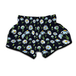 Watercolor Daisy Floral Pattern Print Muay Thai Boxing Shorts