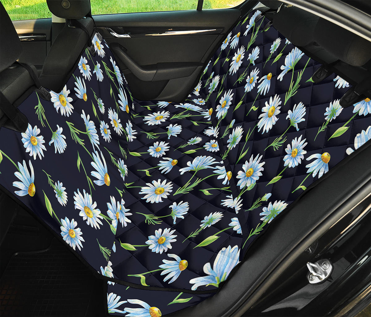 Watercolor Daisy Floral Pattern Print Pet Car Back Seat Cover