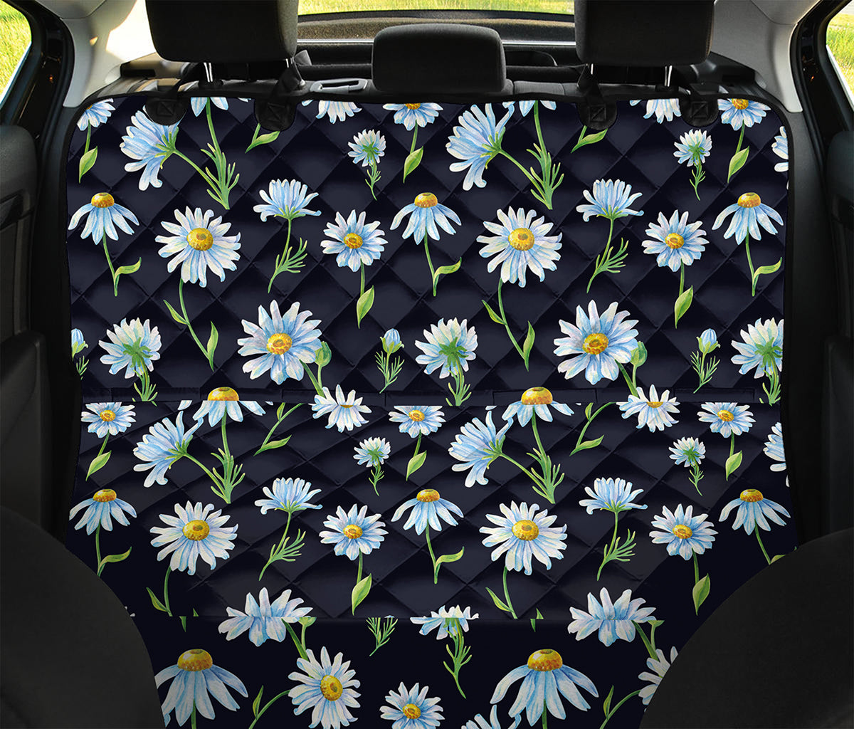 Watercolor Daisy Floral Pattern Print Pet Car Back Seat Cover