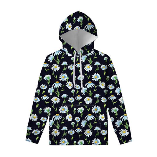 Watercolor Daisy Floral Pattern Print Pullover Hoodie
