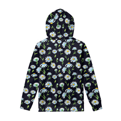 Watercolor Daisy Floral Pattern Print Pullover Hoodie